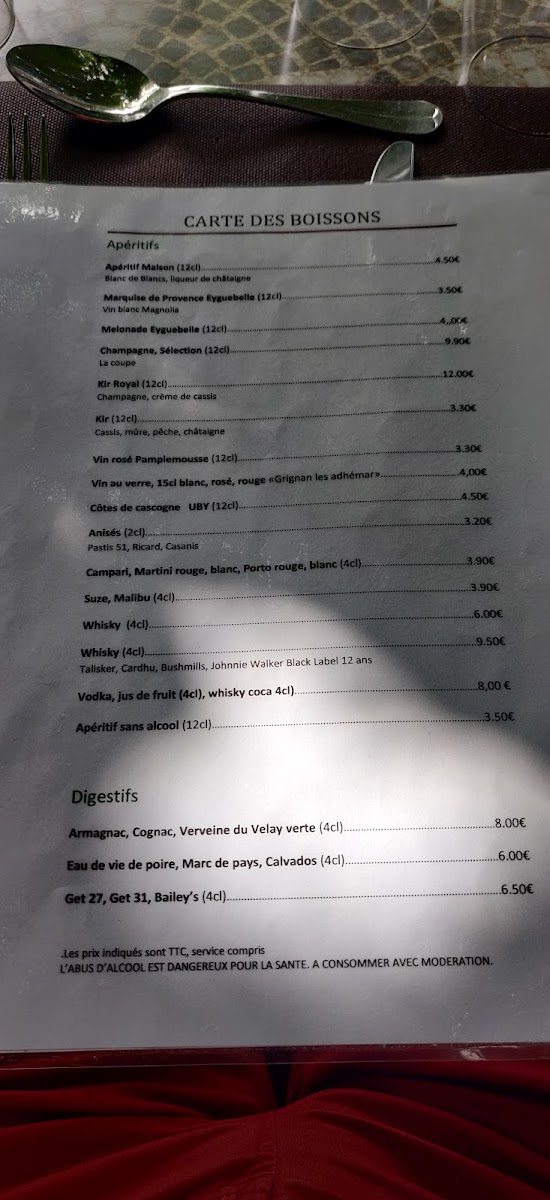Menu Le Mas De Berianne...restaurant-9