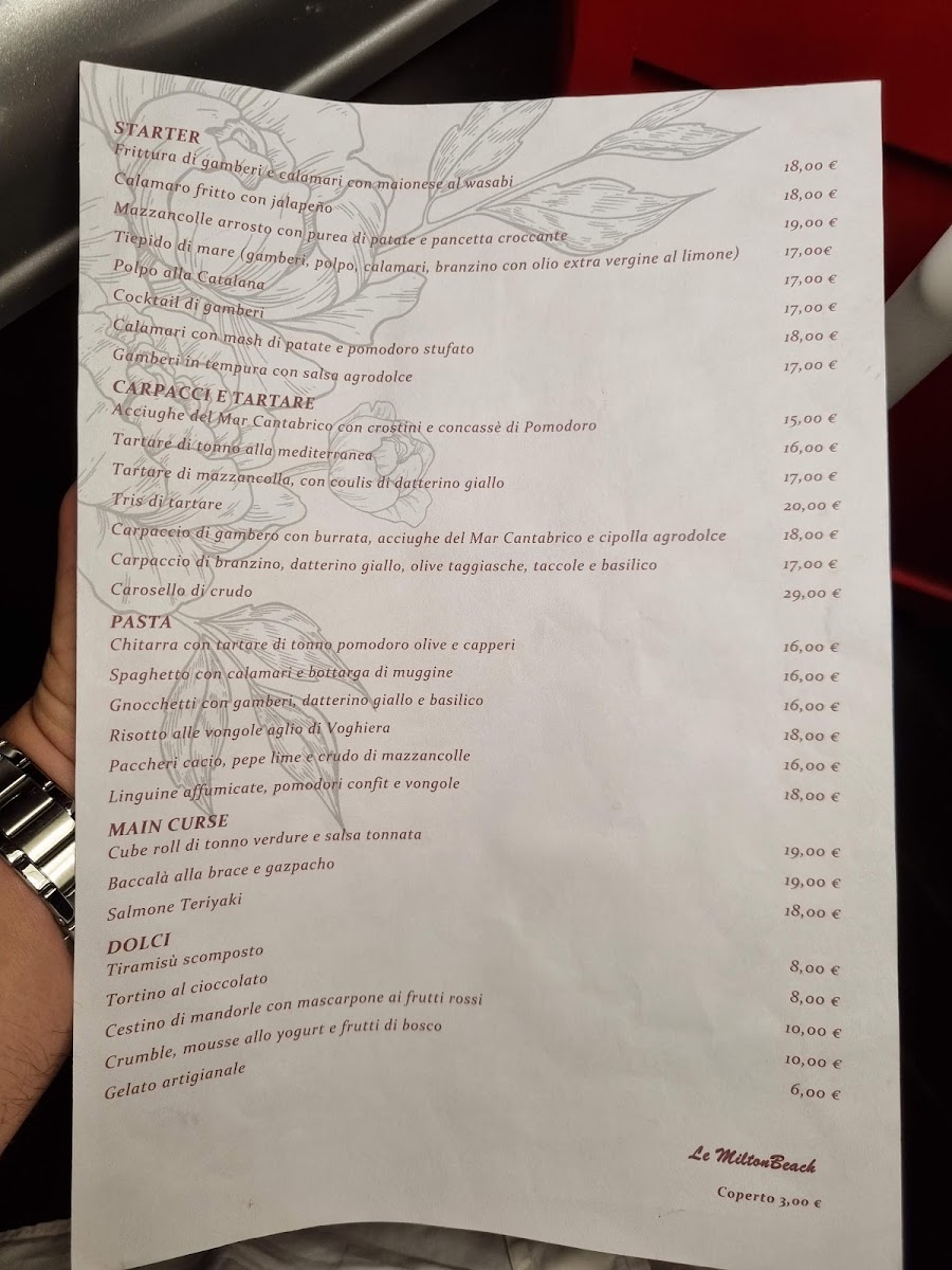 Menu Le Milton Beach-1