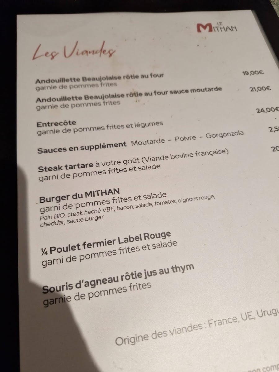Menu Le Mithan - Restaurant Saint-Genis-Laval-10
