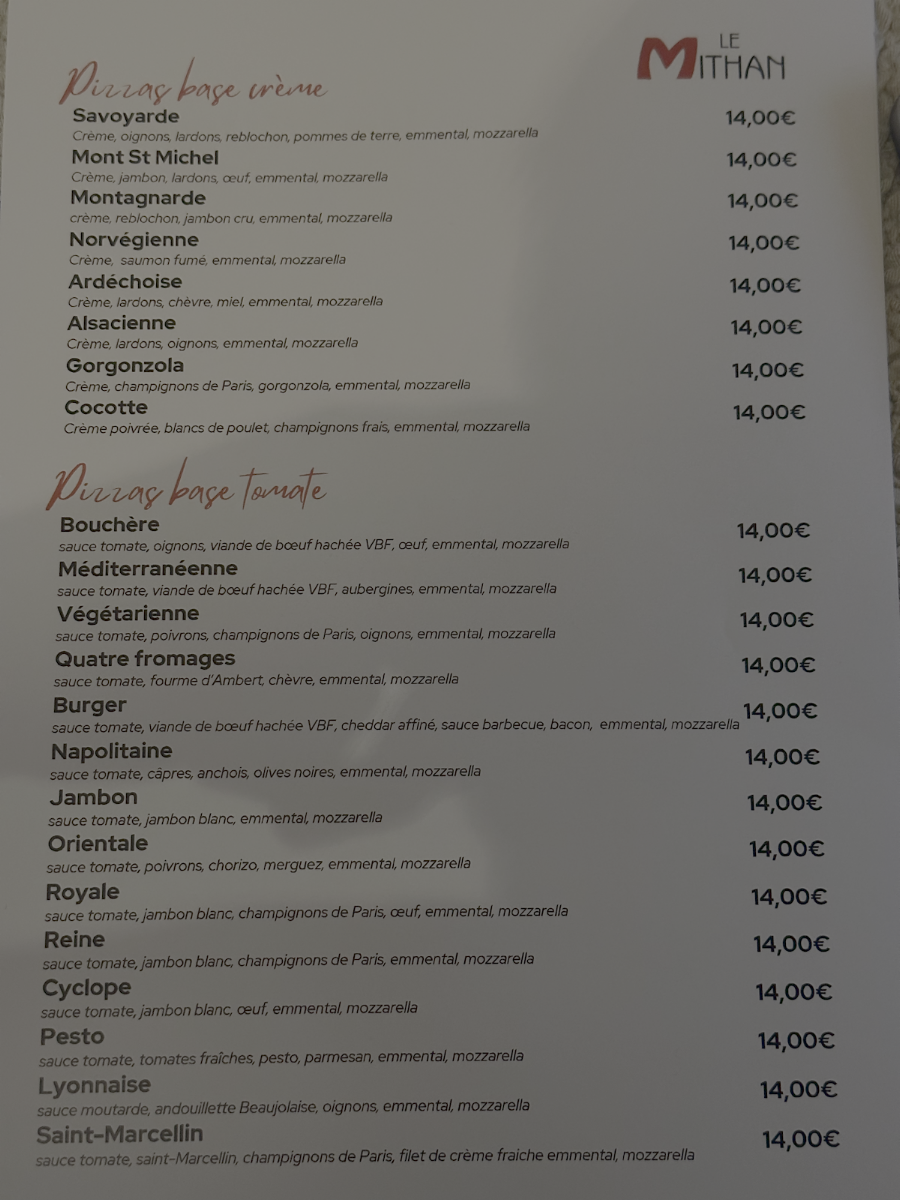 Menu Le Mithan - Restaurant Saint-Genis-Laval-2