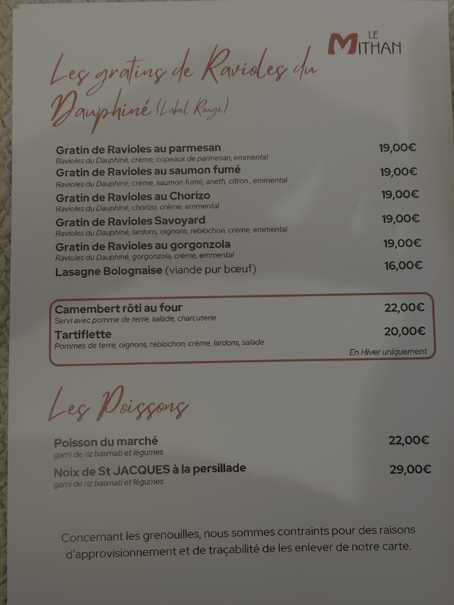 Menu Le Mithan - Restaurant Saint-Genis-Laval-3