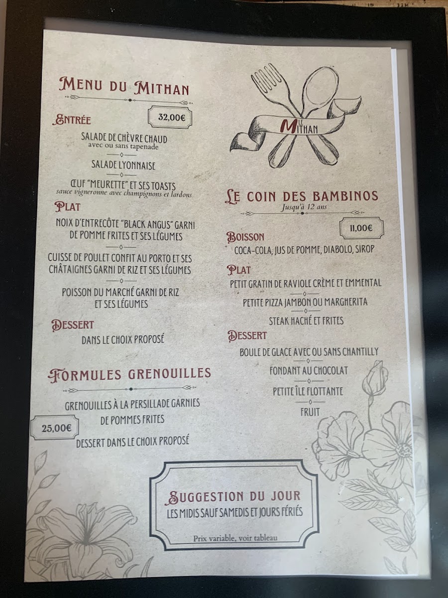 Menu Le Mithan - Restaurant Saint-Genis-Laval-9