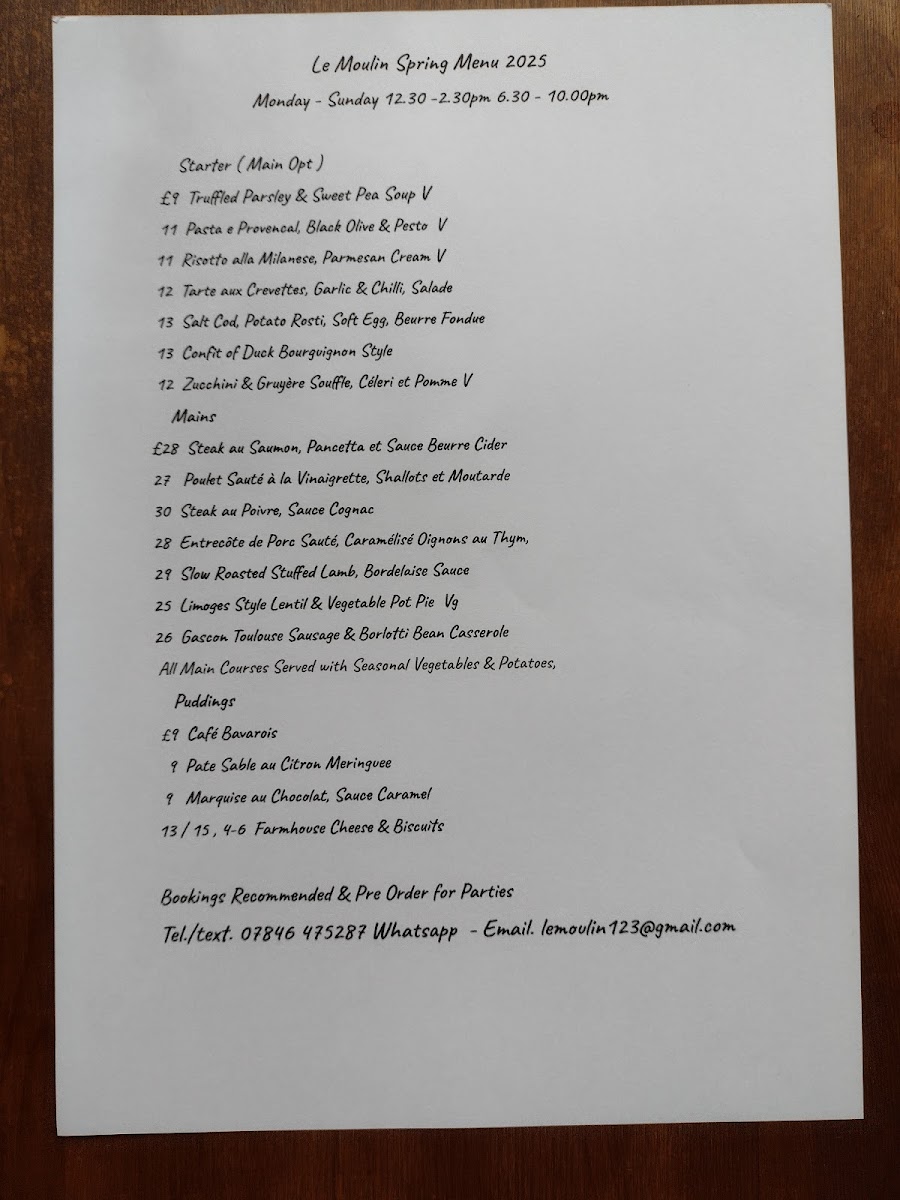 Menu Le Moulin Restaurant-2