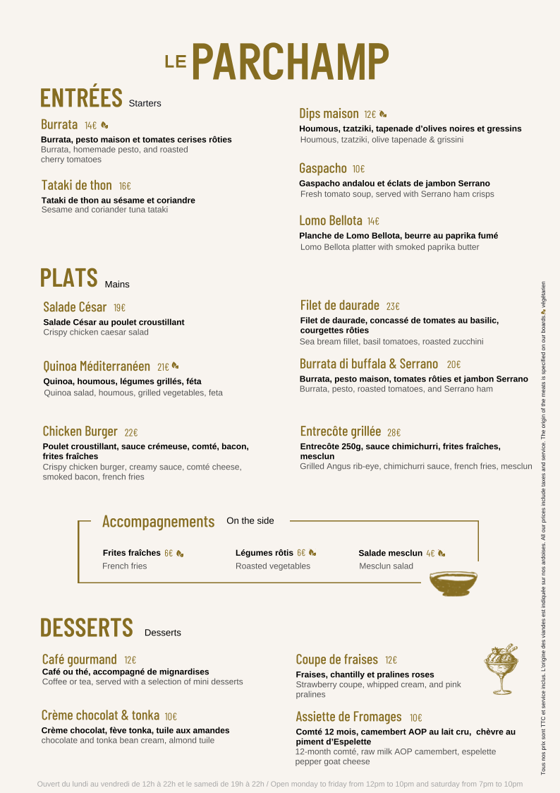 Menu Le Parchamp Table, Rooftop & Bar-2