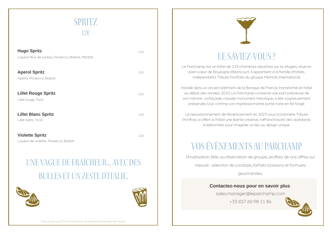 Menu Le Parchamp Table, Rooftop & Bar-3