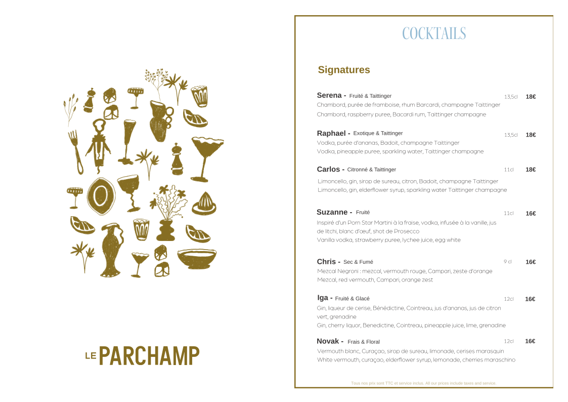 Menu Le Parchamp Table, Rooftop & Bar-4