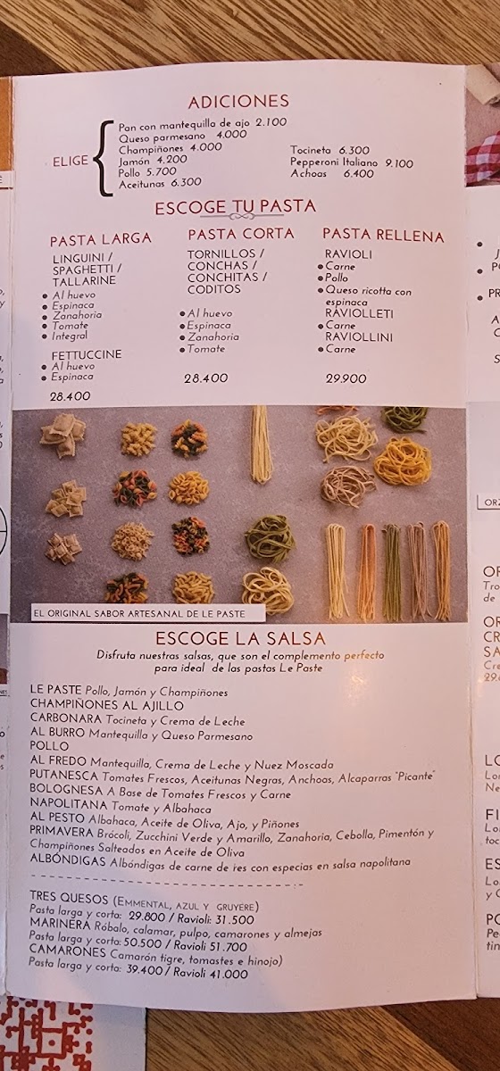 Menu Le Paste - Colina-3