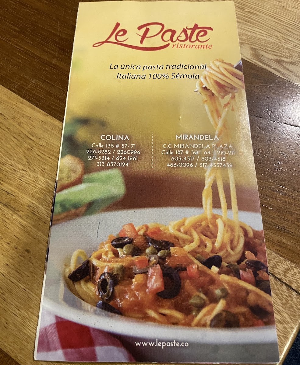 Menu Le Paste - Colina-8