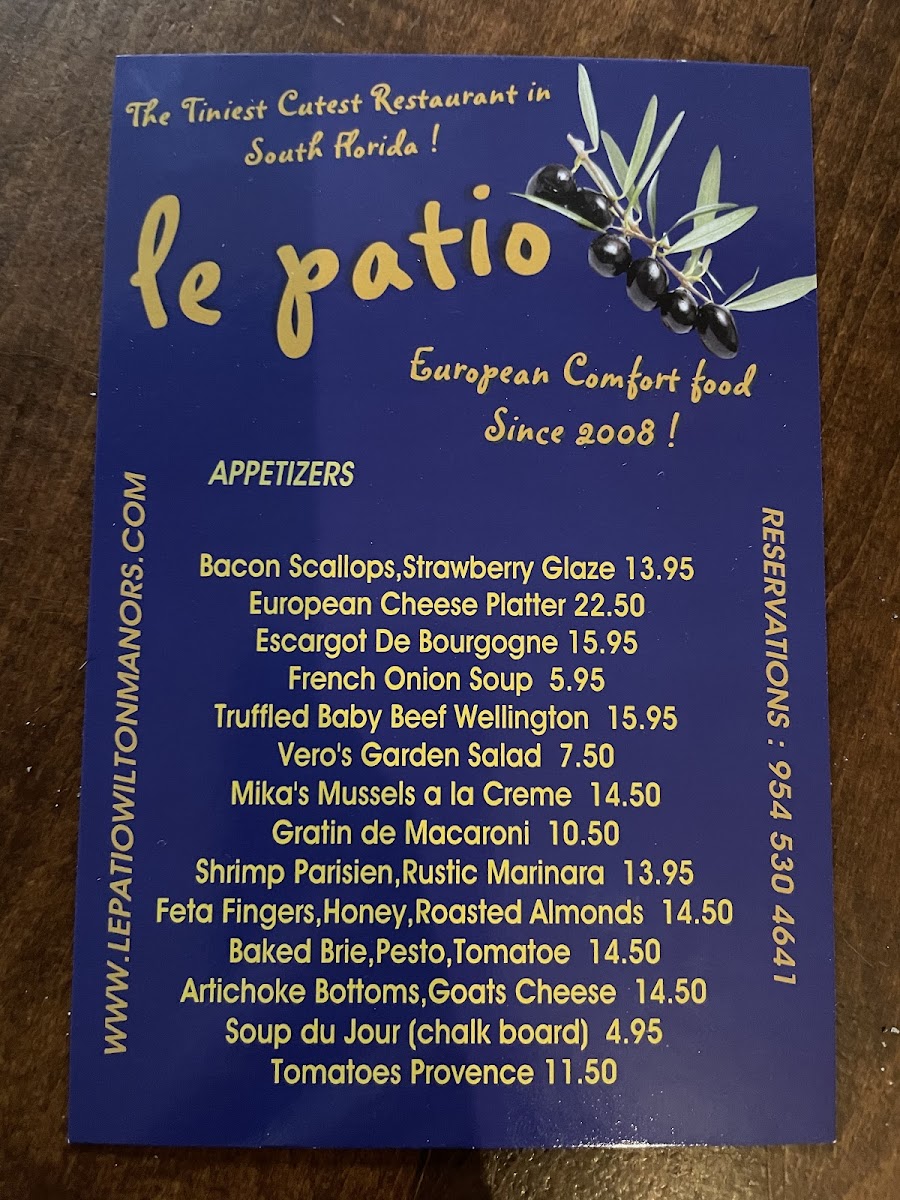 Menu Le Patio - The Tiniest Cutest Restaurant In South Florida-3