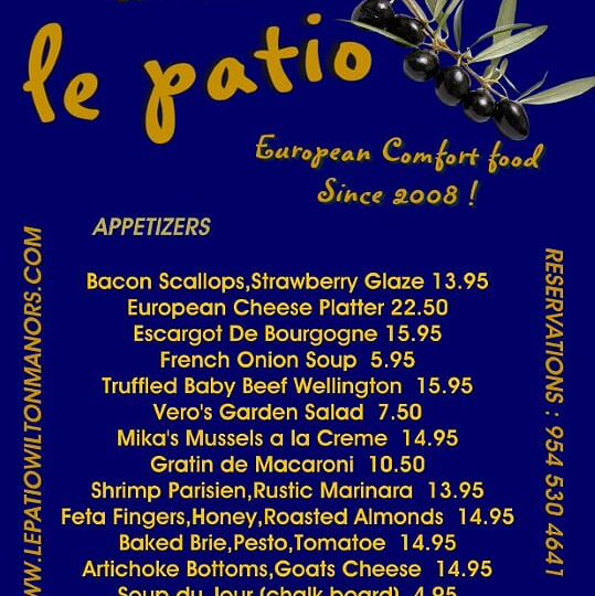 Menu Le Patio - The Tiniest Cutest Restaurant In South Florida-5