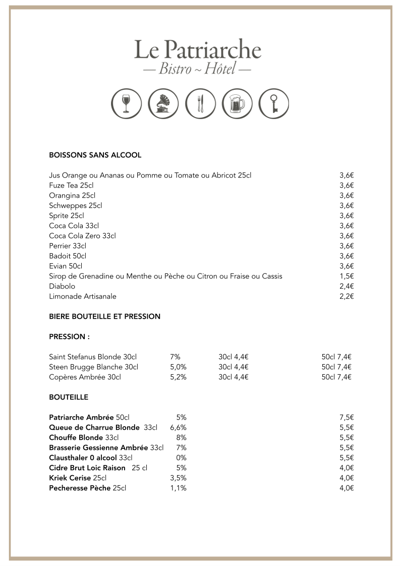 Menu Le Patriarche - Bistro Restaurant-1
