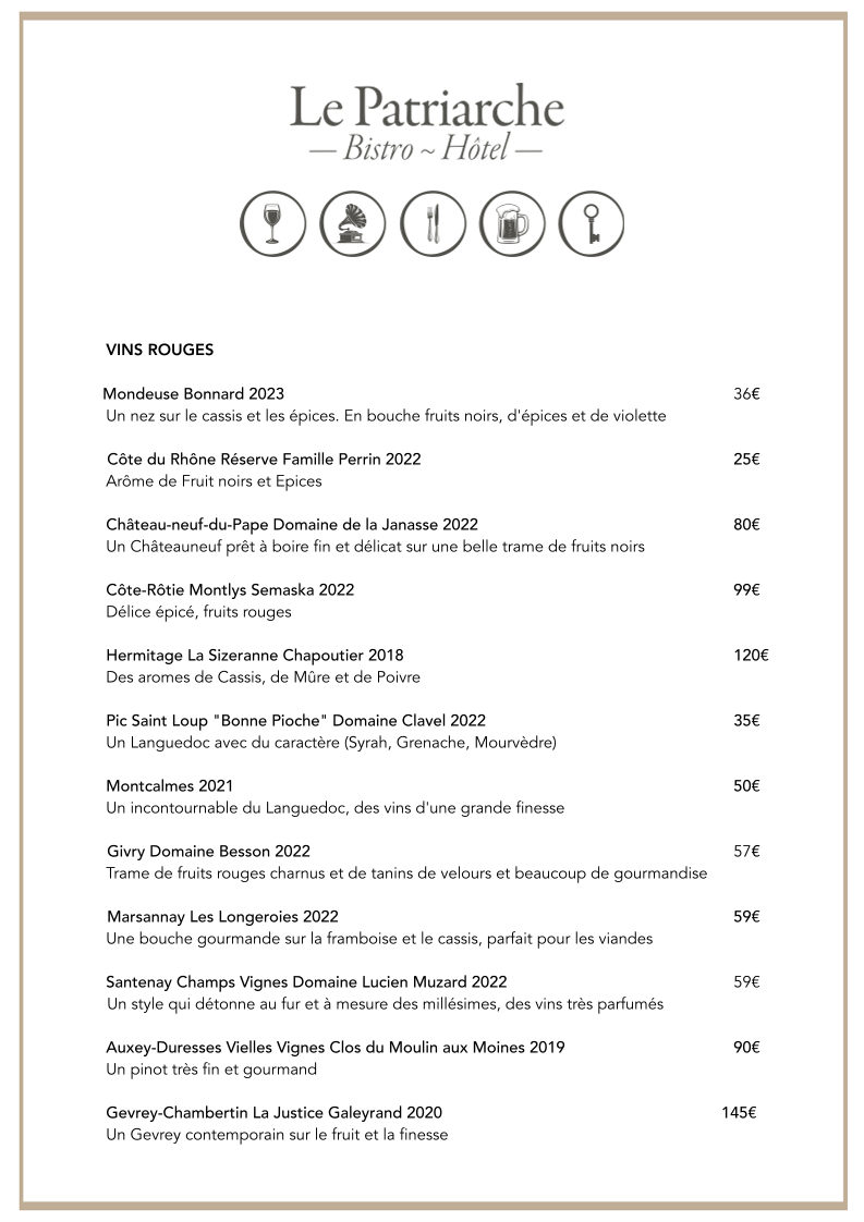 Menu Le Patriarche - Bistro Restaurant-2