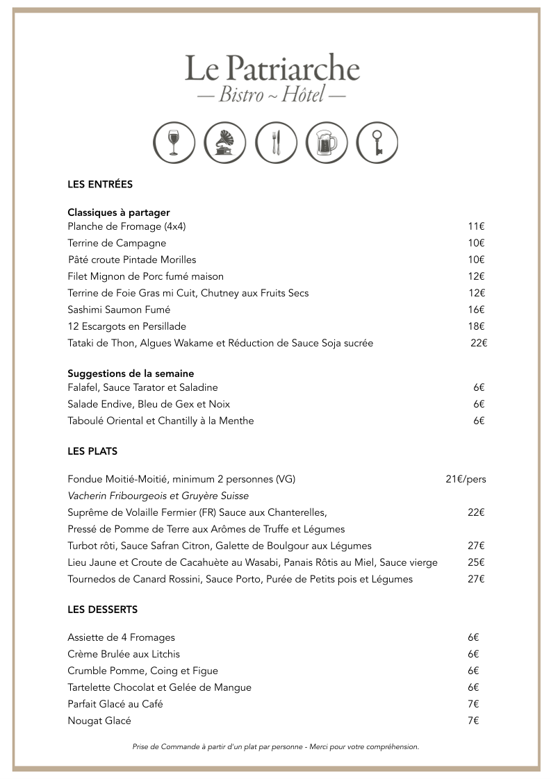 Menu Le Patriarche - Bistro Restaurant-3