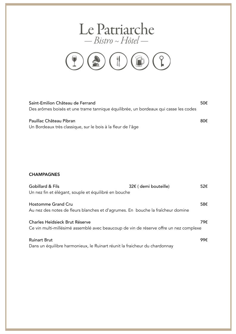 Menu Le Patriarche - Bistro Restaurant-5