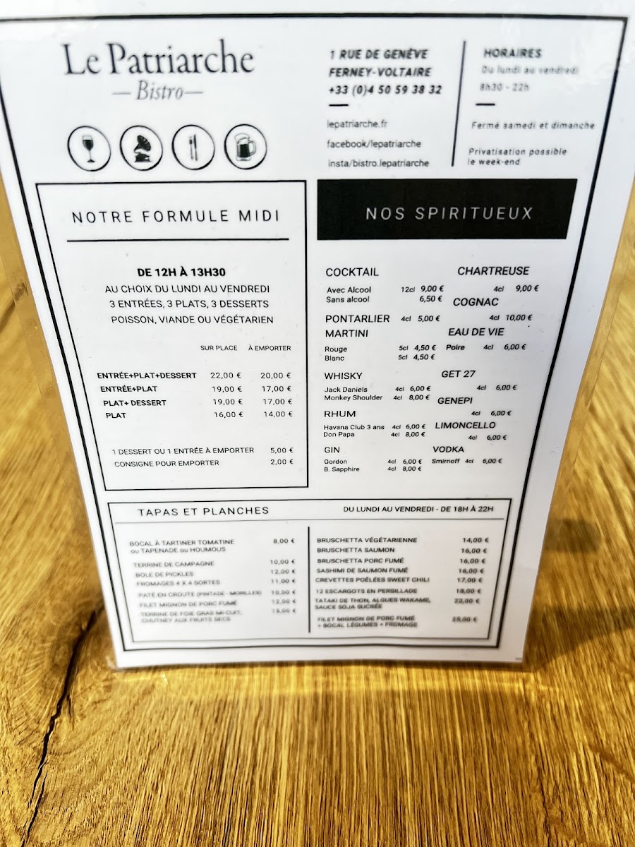 Menu Le Patriarche - Bistro Restaurant-7