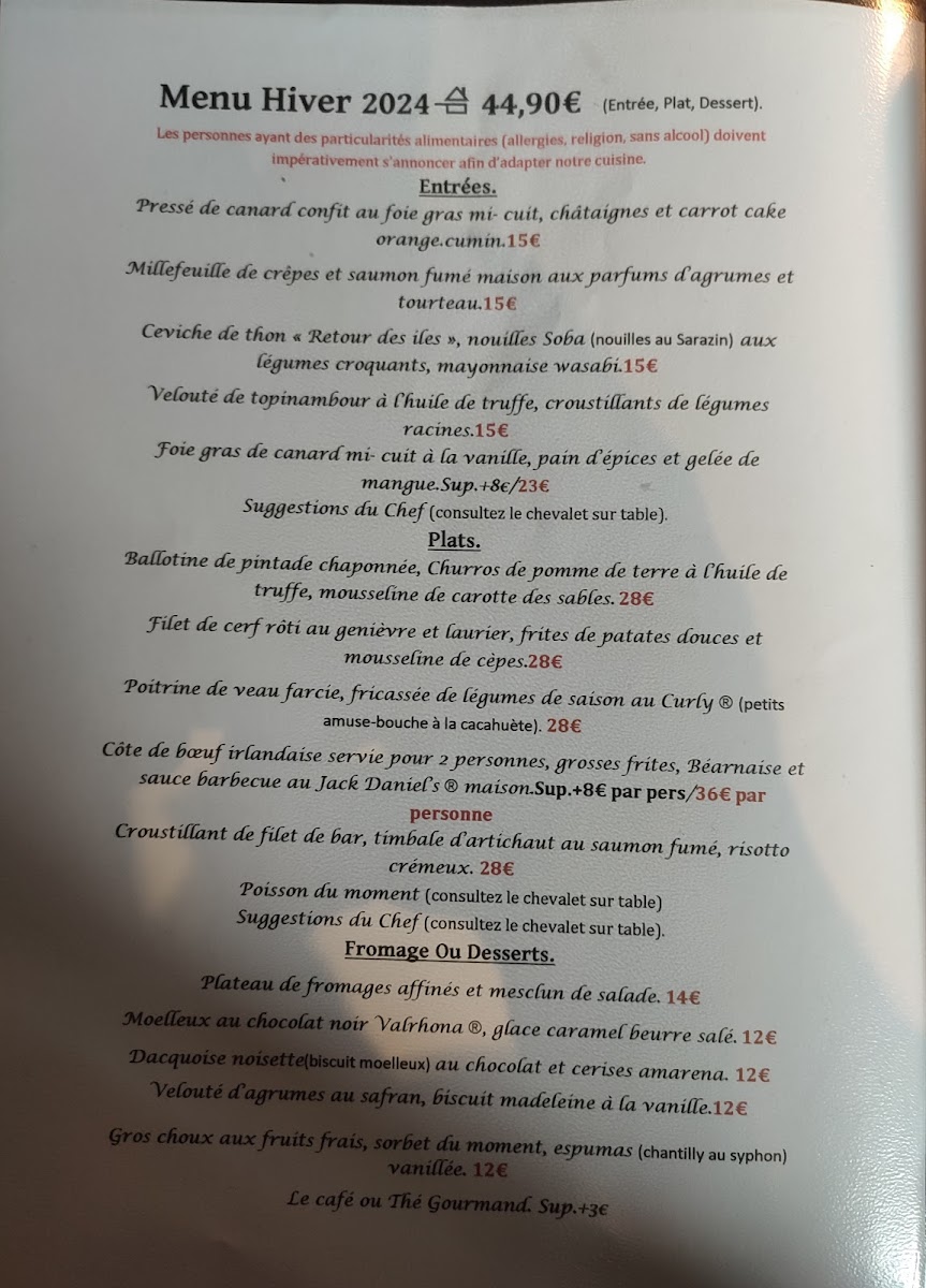 Menu Le Pavillon De Bailly-1
