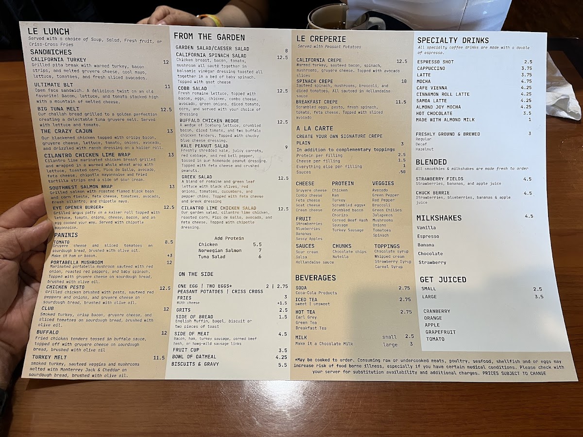 Menu Le Peep Restaurant-2