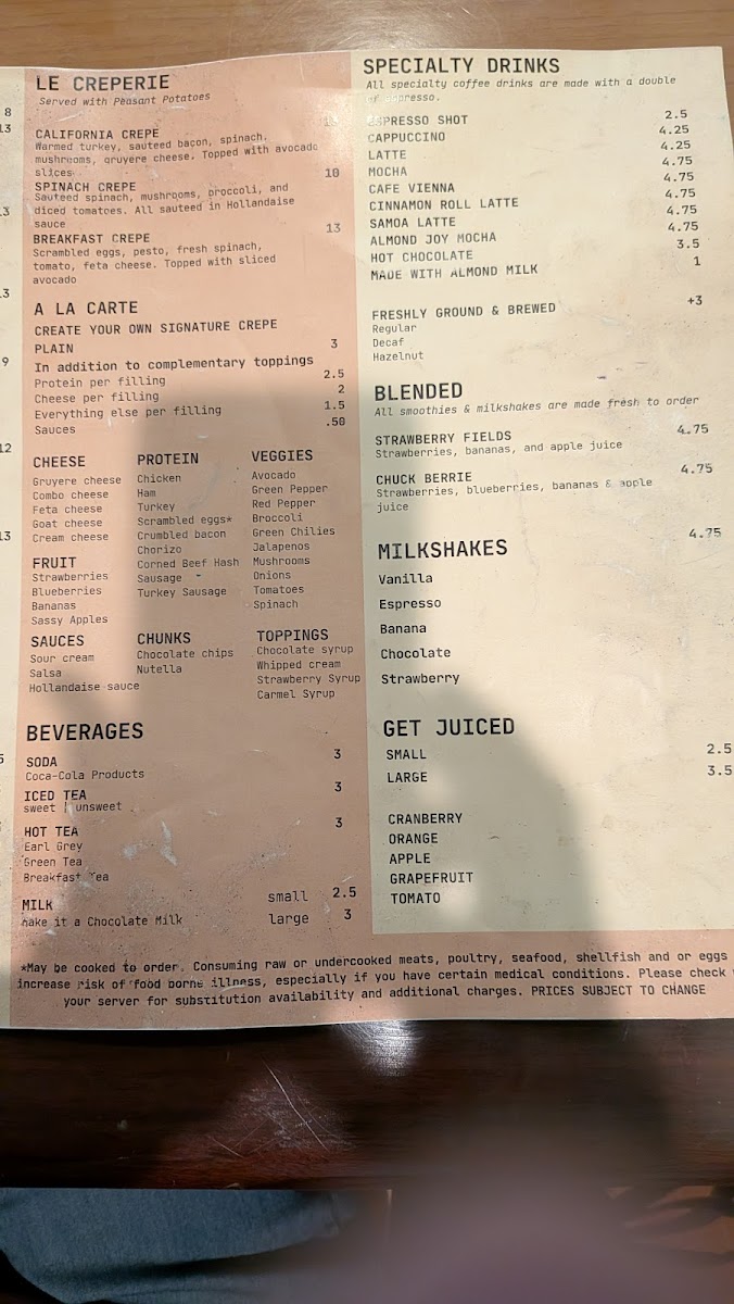 Menu Le Peep Restaurant-3