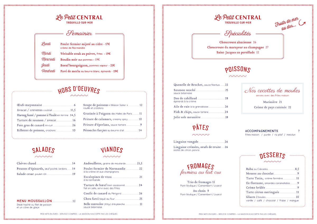 Menu Le Petit Central - Trouville-Sur-Mer-1