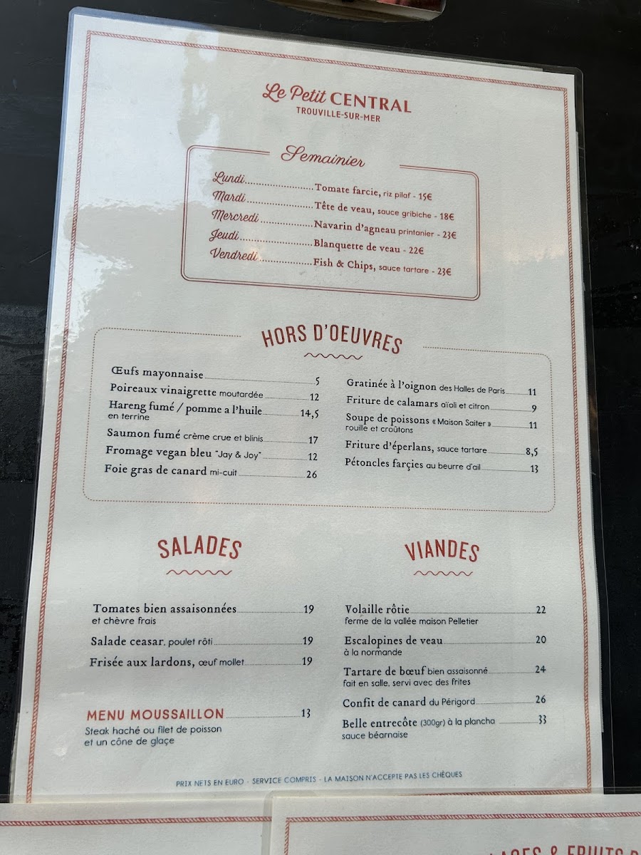 Menu Le Petit Central - Trouville-Sur-Mer-10