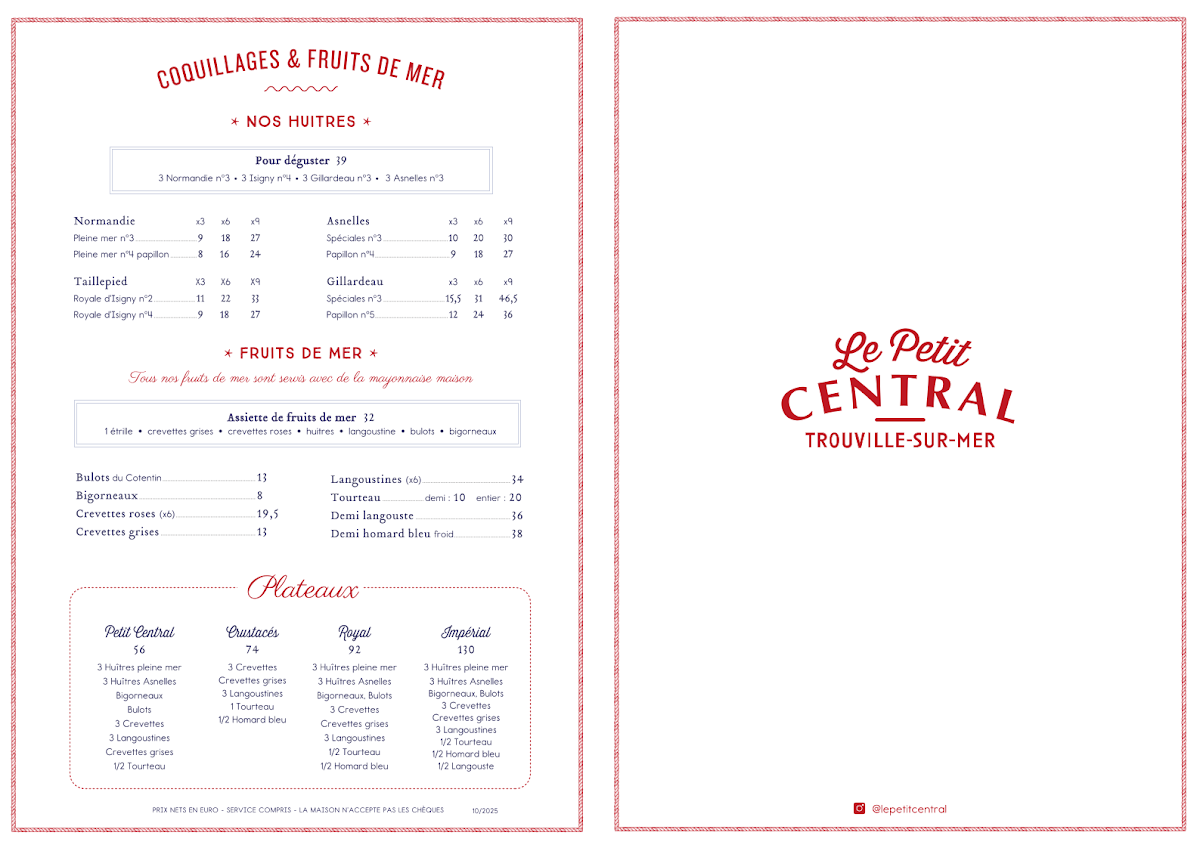 Menu Le Petit Central - Trouville-Sur-Mer-2