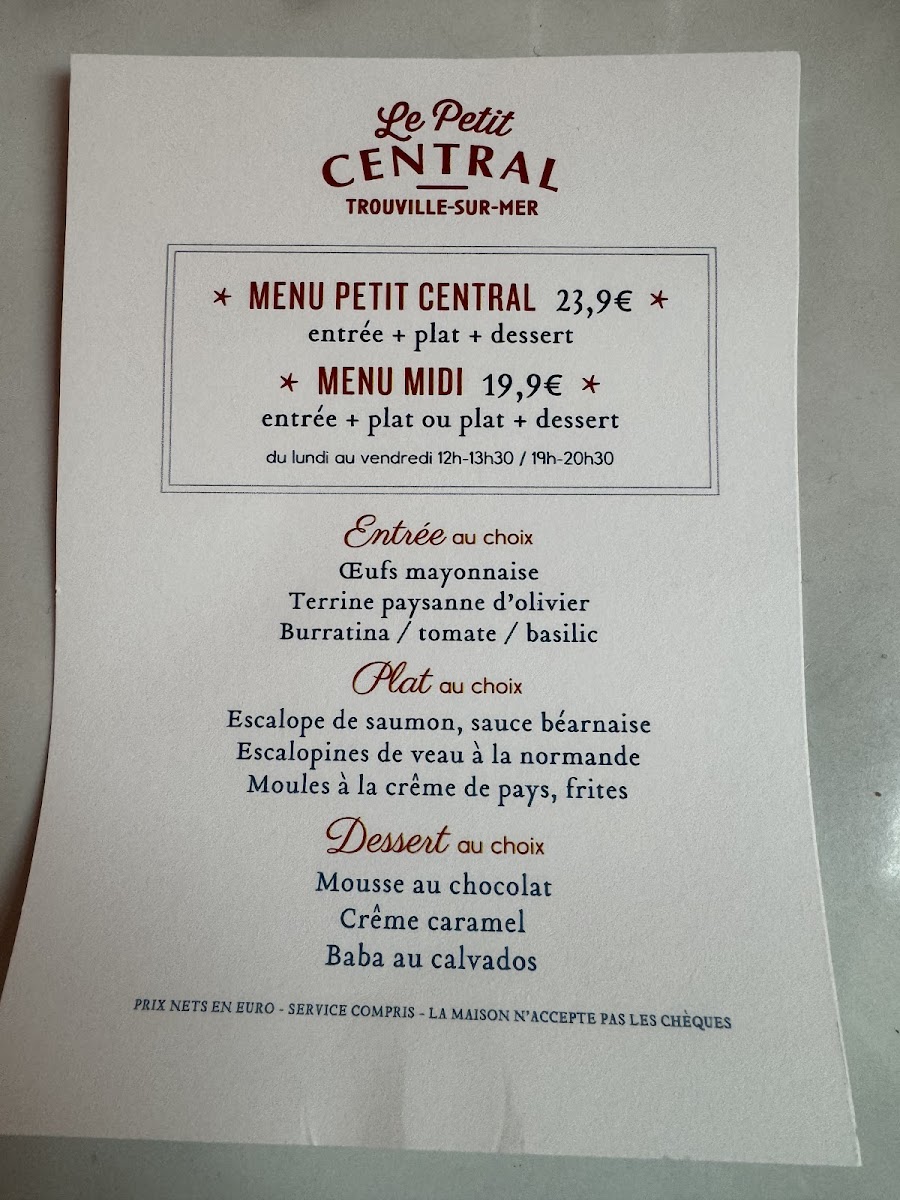 Menu Le Petit Central - Trouville-Sur-Mer-8