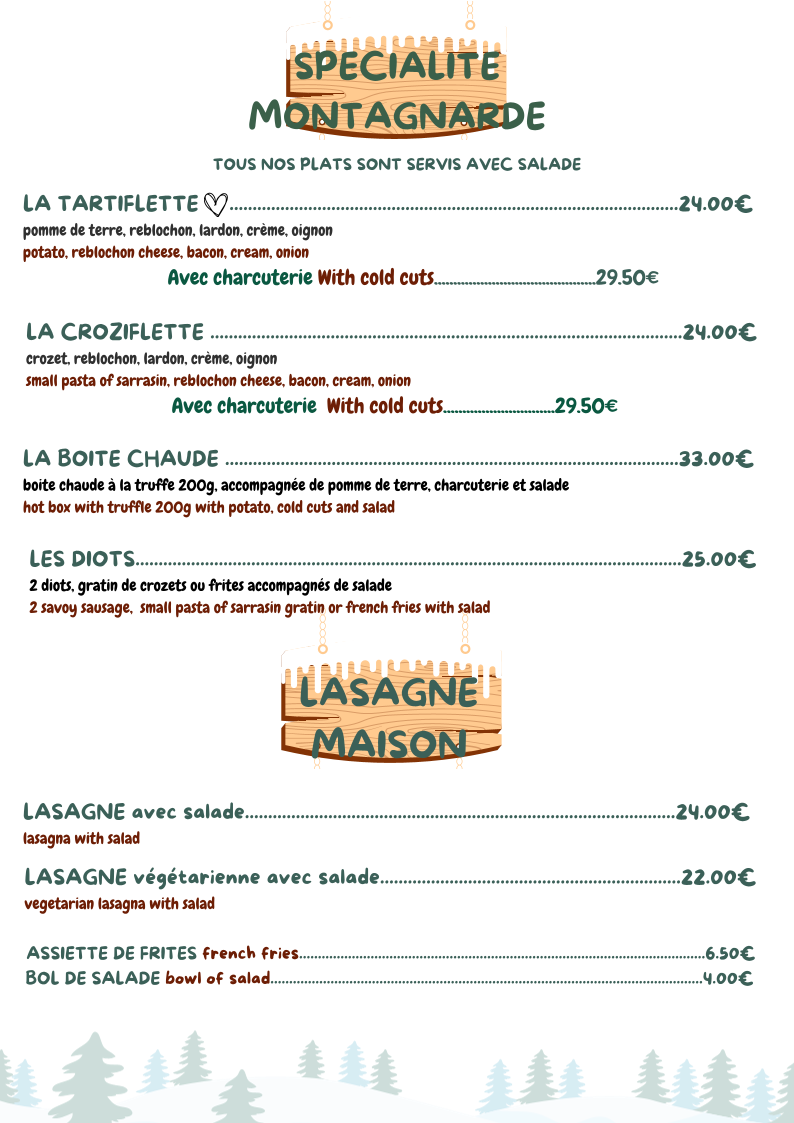 Menu Le Prariond - Restaurant D'altitude Valmorel-1
