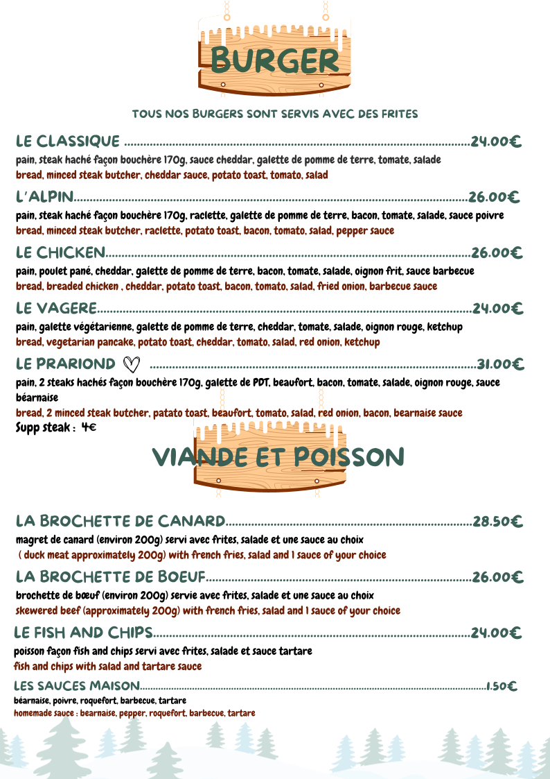 Menu Le Prariond - Restaurant D'altitude Valmorel-2