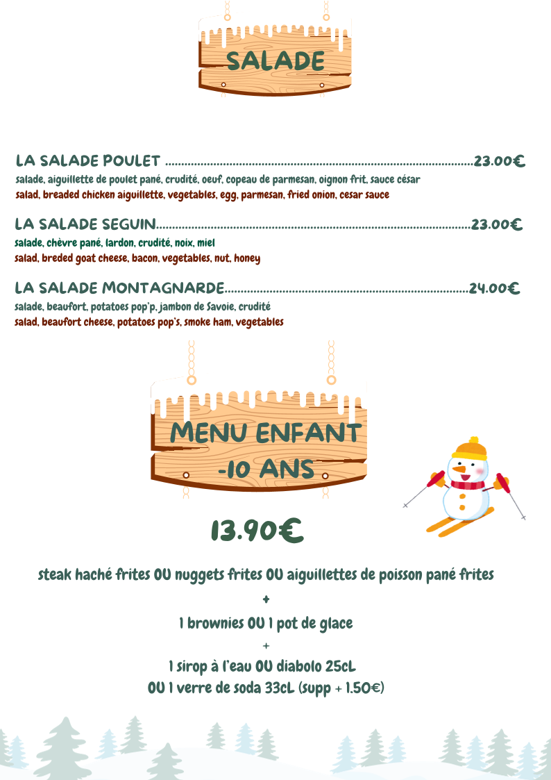 Menu Le Prariond - Restaurant D'altitude Valmorel-3