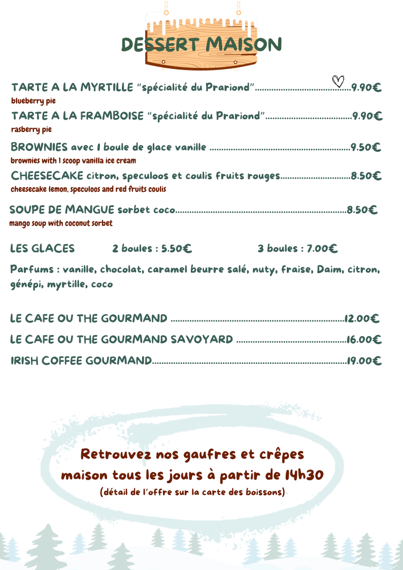 Menu Le Prariond - Restaurant D'altitude Valmorel-4
