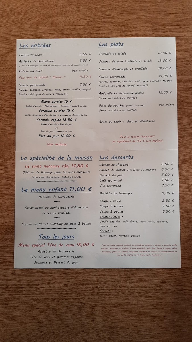 Menu Le Relais Des Trois Rochers-1
