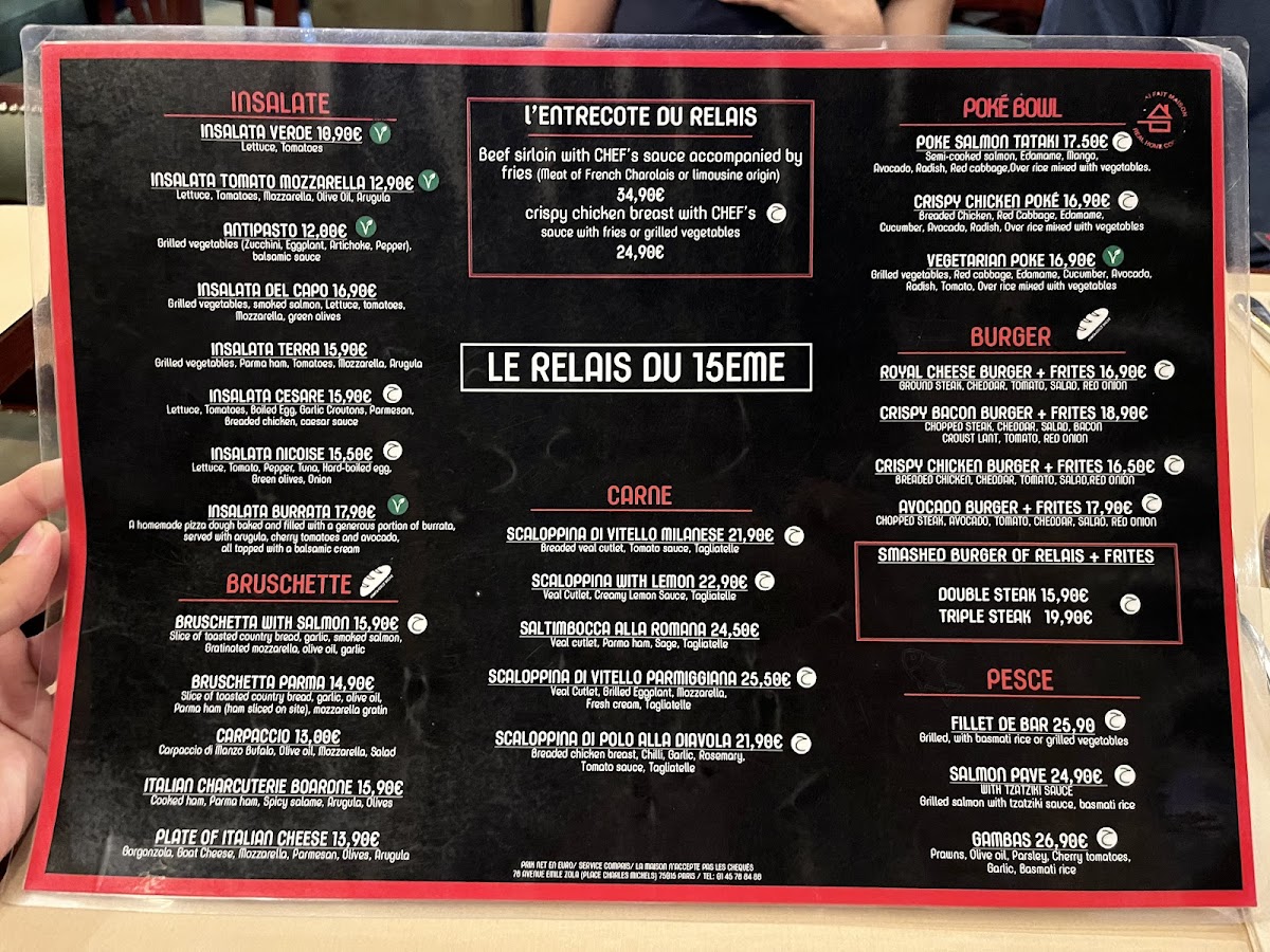 Menu Le Relais Du 15Ème-1