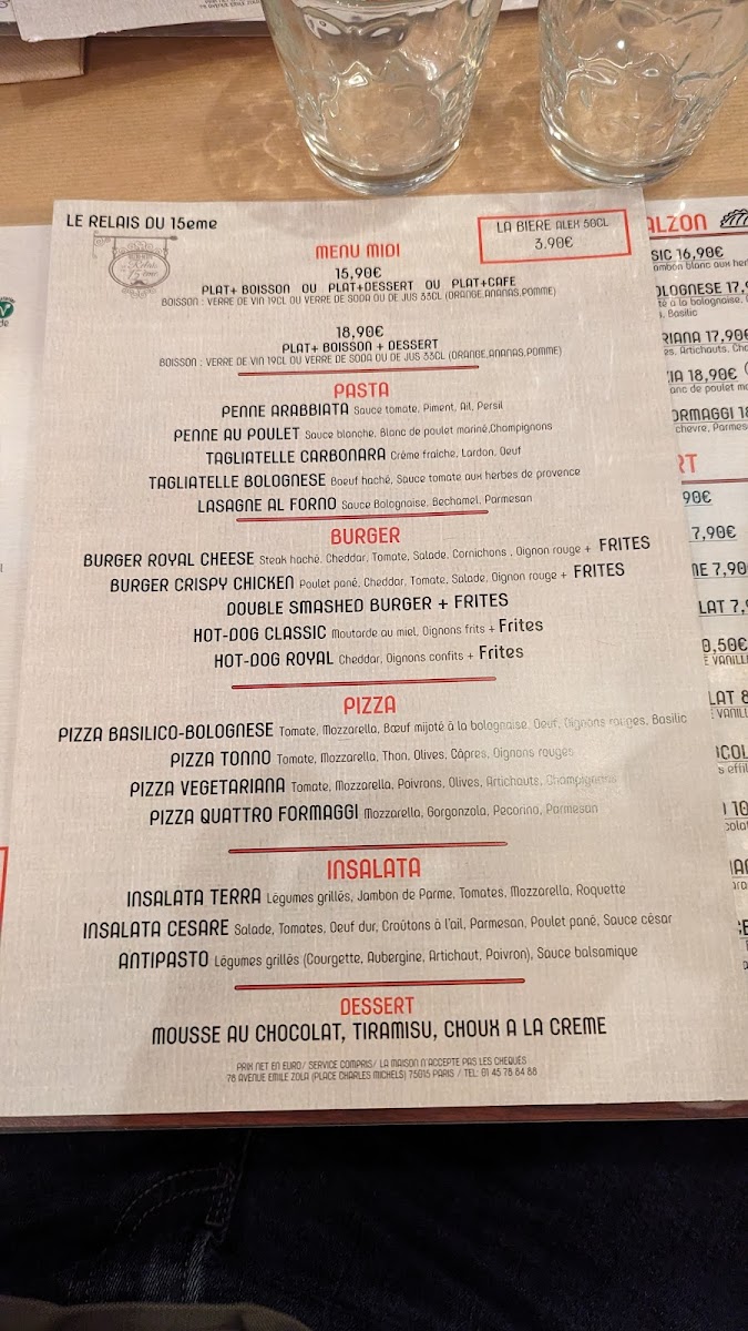 Menu Le Relais Du 15Ème-8