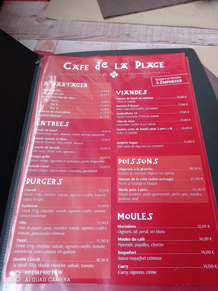 Menu Le Restaurant Du Café De La Plage-9