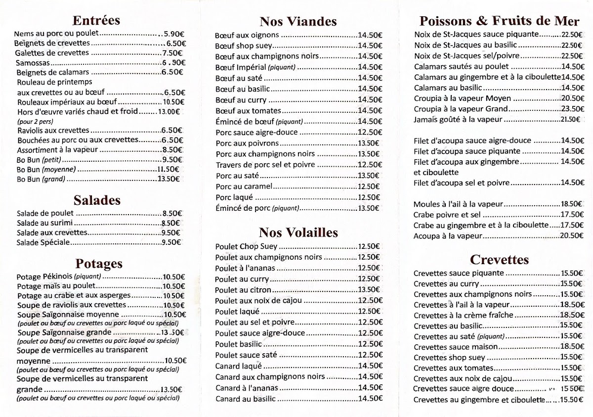 Menu Le Restaurant Tang-1