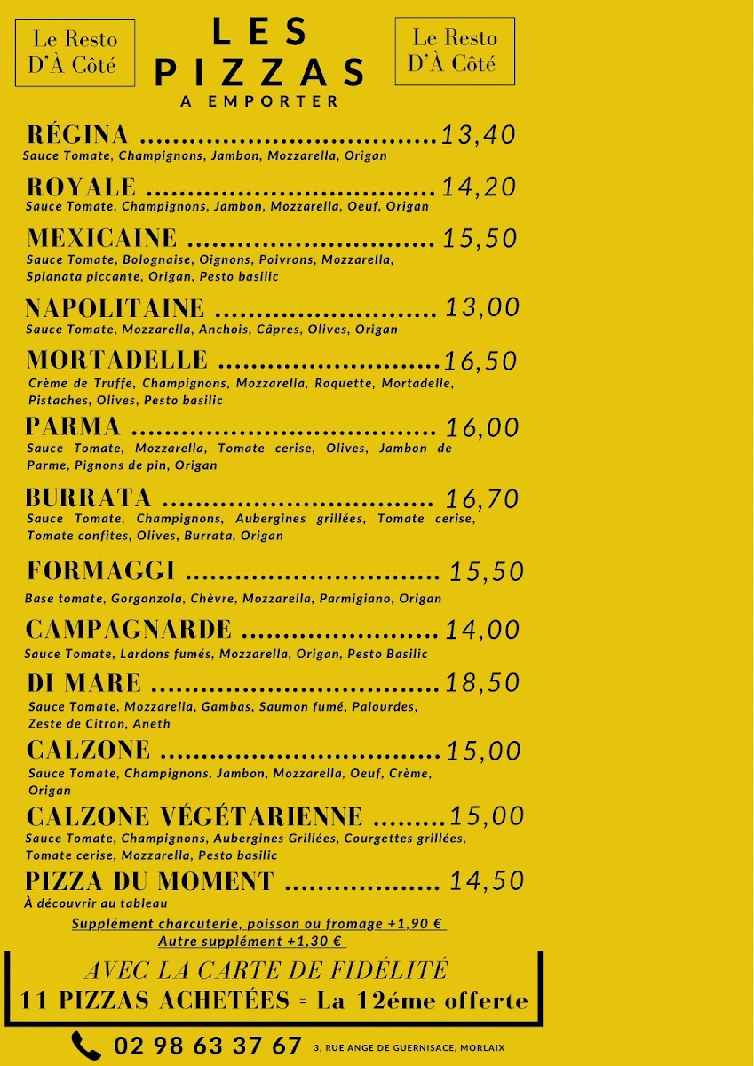 Menu Le Resto D'à Côté - Pizzeria-2