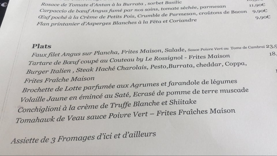 Menu Le Rossignol Restaurant-2