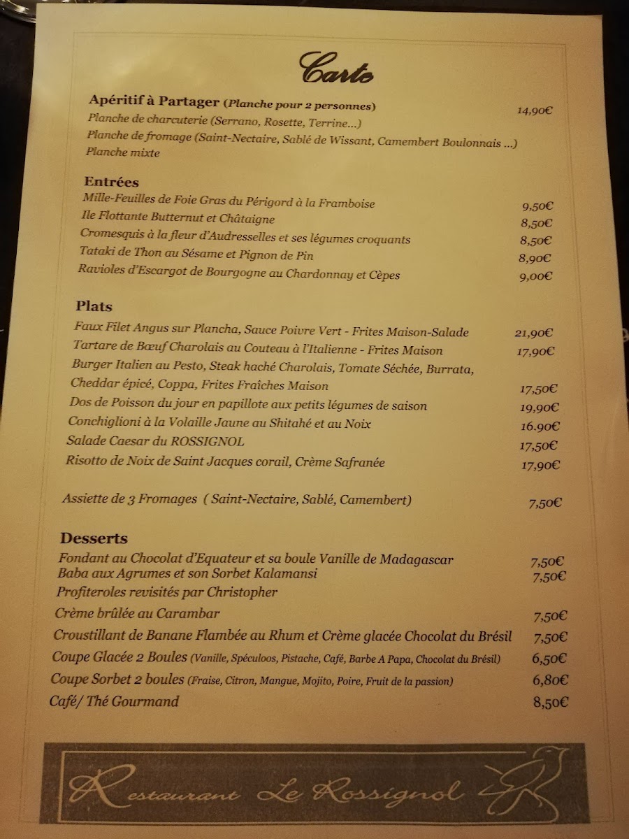 Menu Le Rossignol Restaurant-3