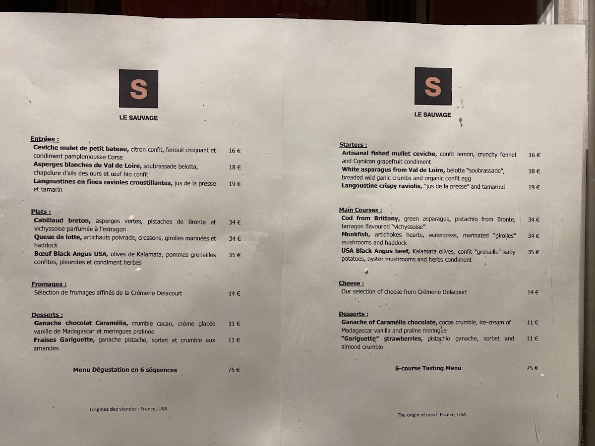 Menu Le Sauvage-1