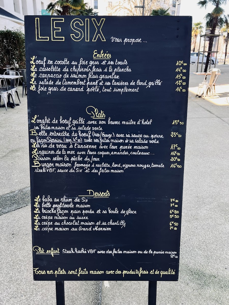 Menu Le Six-1