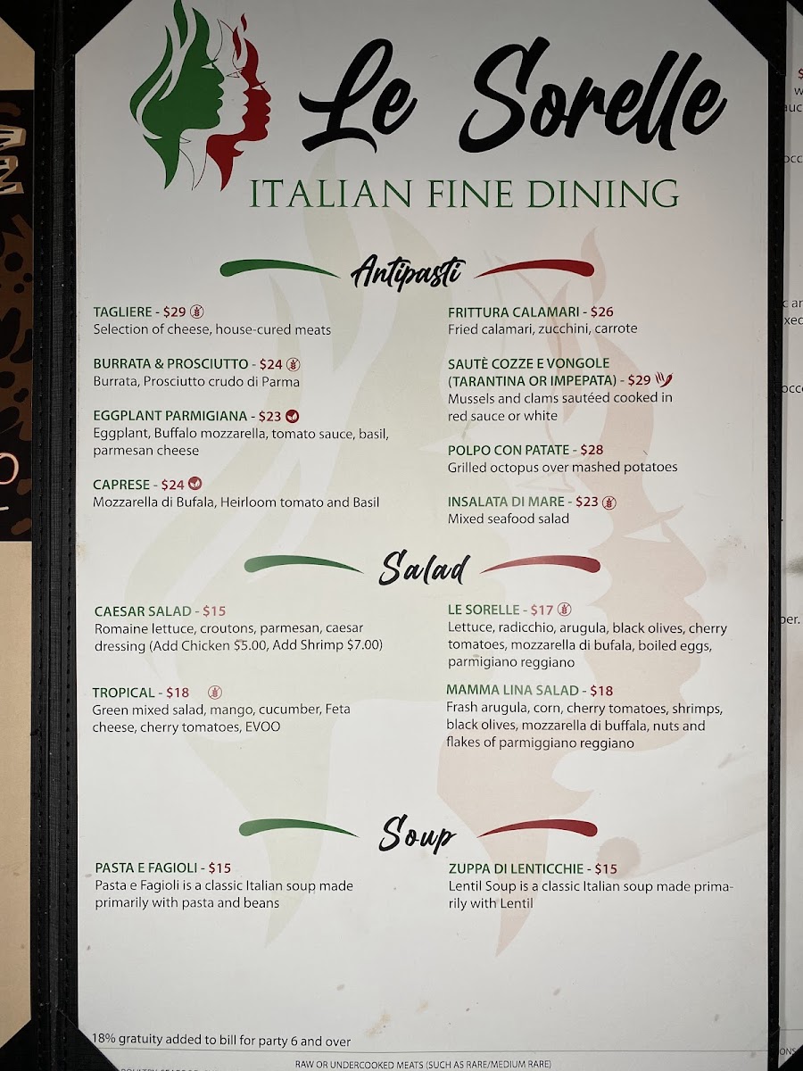 Menu Le Sorelle Restaurant Yamato 'the Original'-5