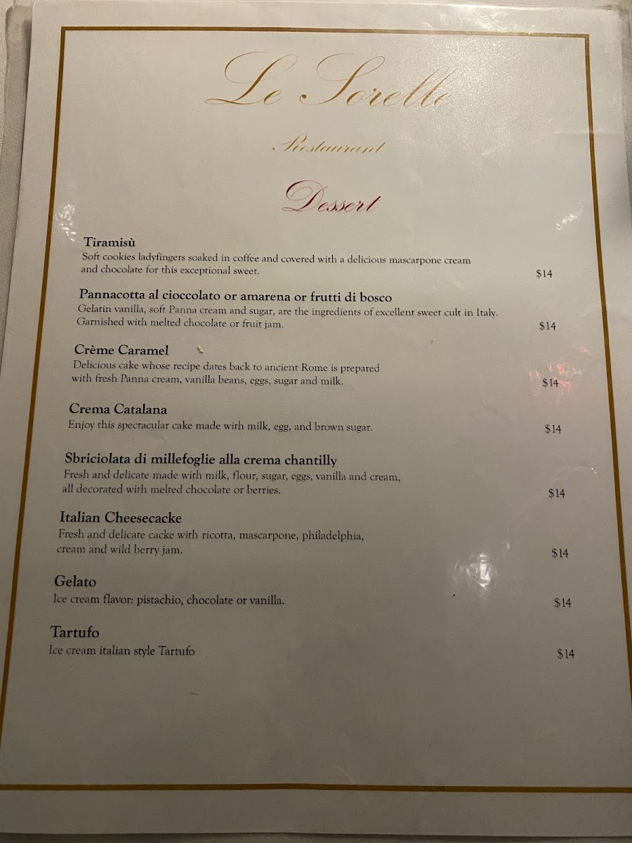 Menu Le Sorelle Restaurant Yamato 'the Original'-6