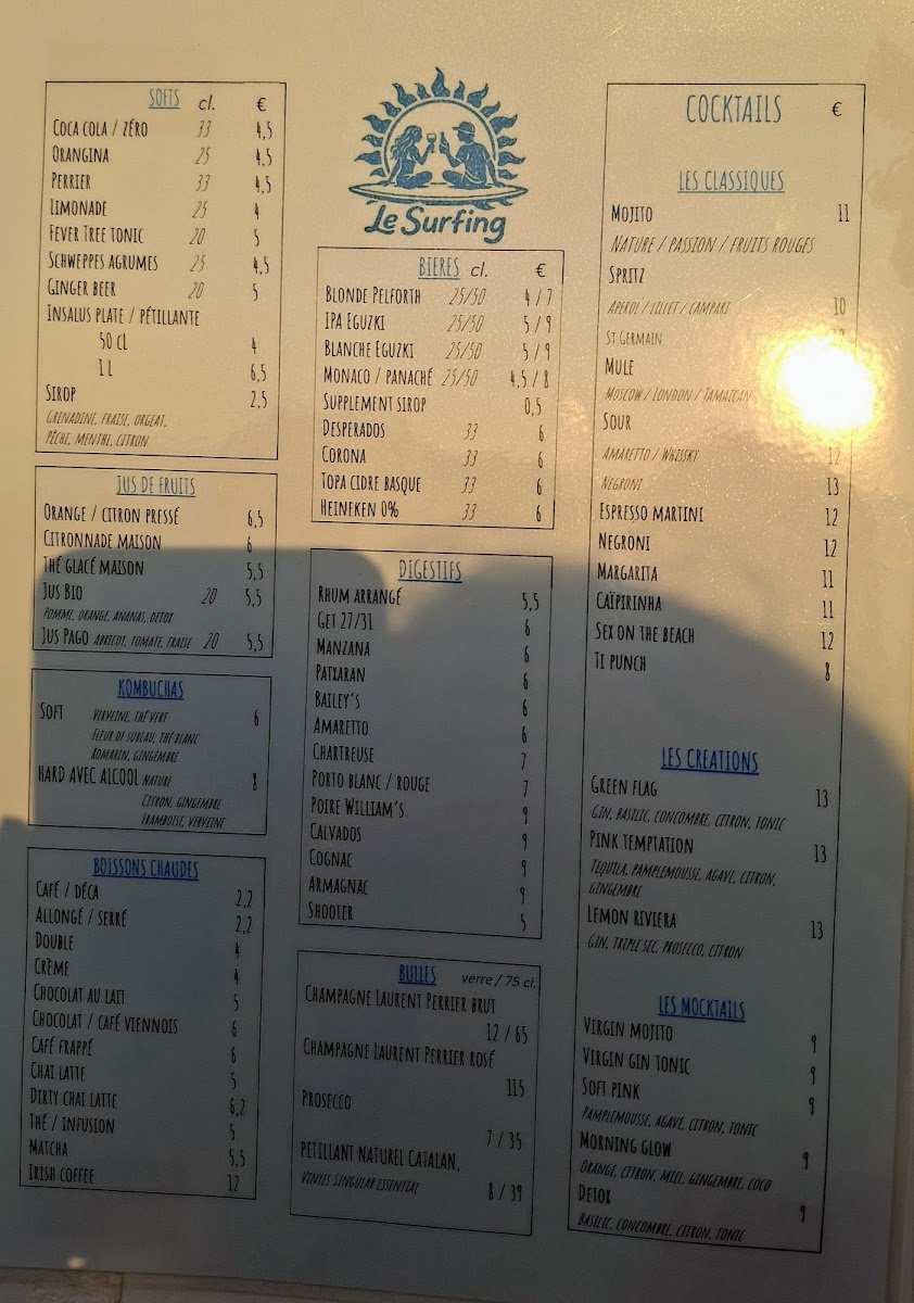 Menu Le Surfing Biarritz-3
