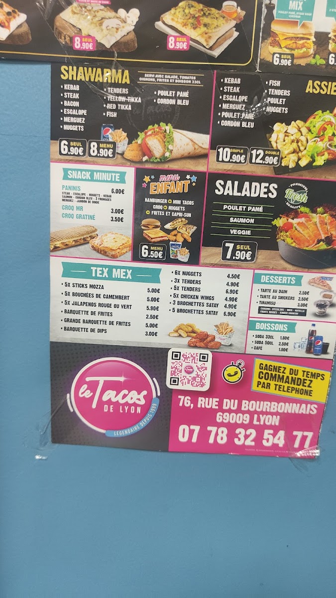 Menu Le Tacos De Lyon 9E - Vaise-1