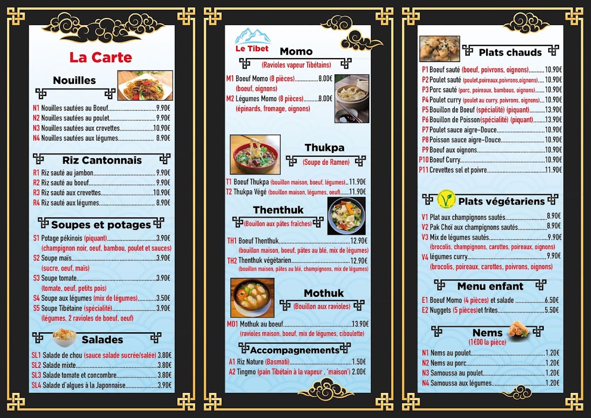 Menu Le Tibet Restaurant Spécialités Asiatiques-1