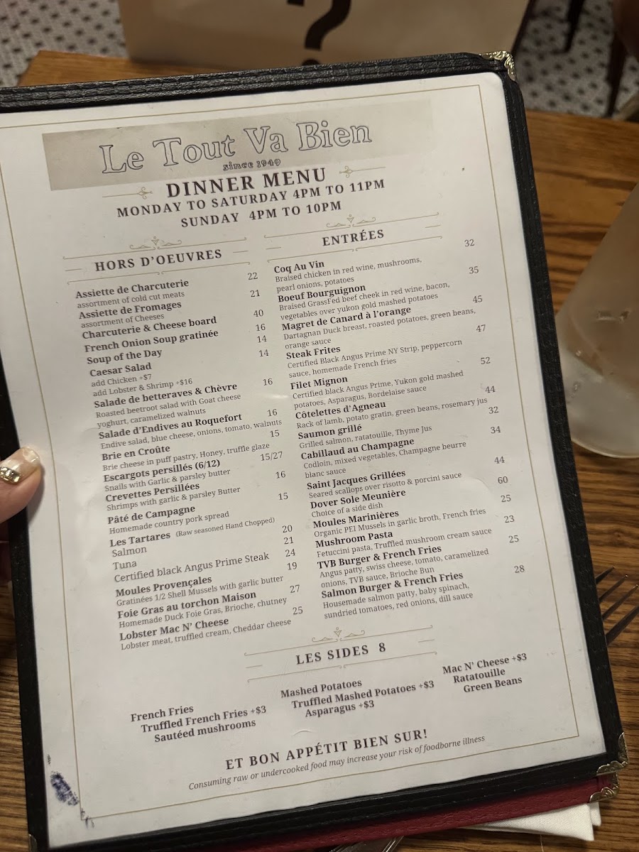 Menu Le Tout Va Bien - French Restaurant-7