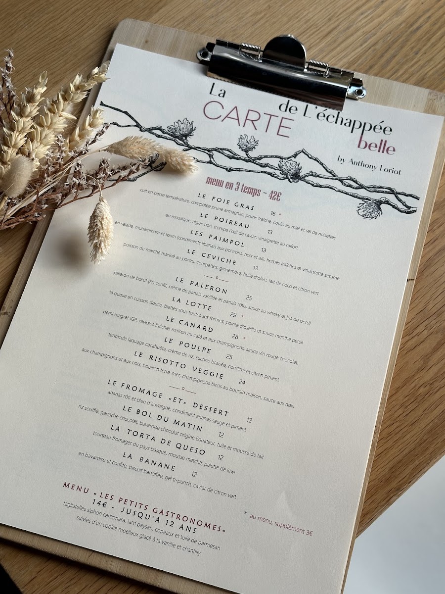Menu L’Échappée Belle Hôtel Restaurant-1