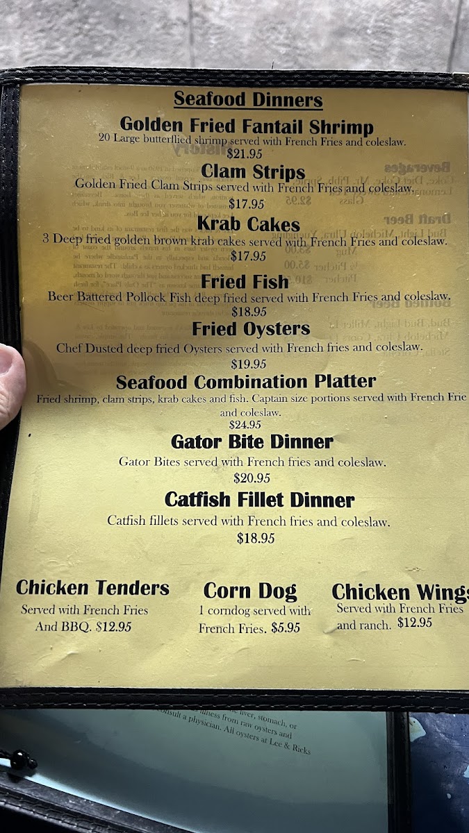Menu Lee & Rick's Oyster Bar-1