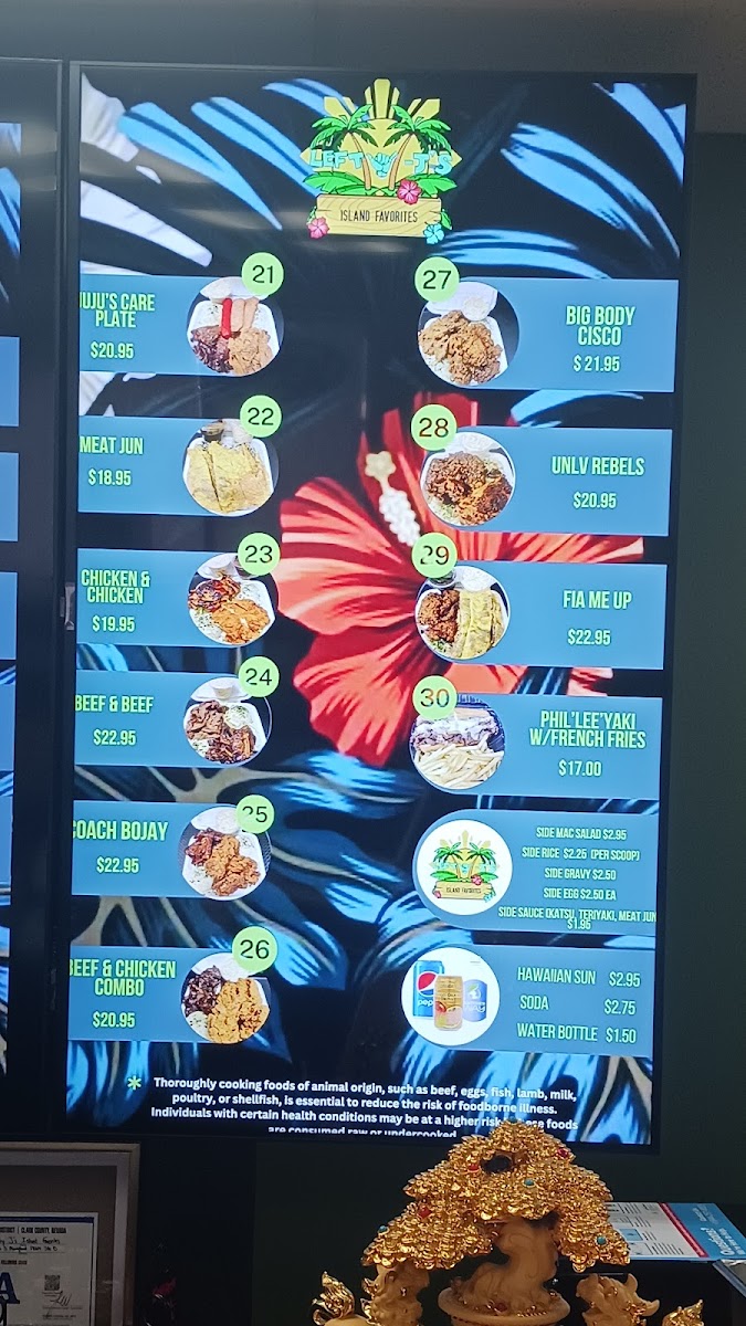 Menu Lefty-J’S Island Favorites Restaurant #2-2