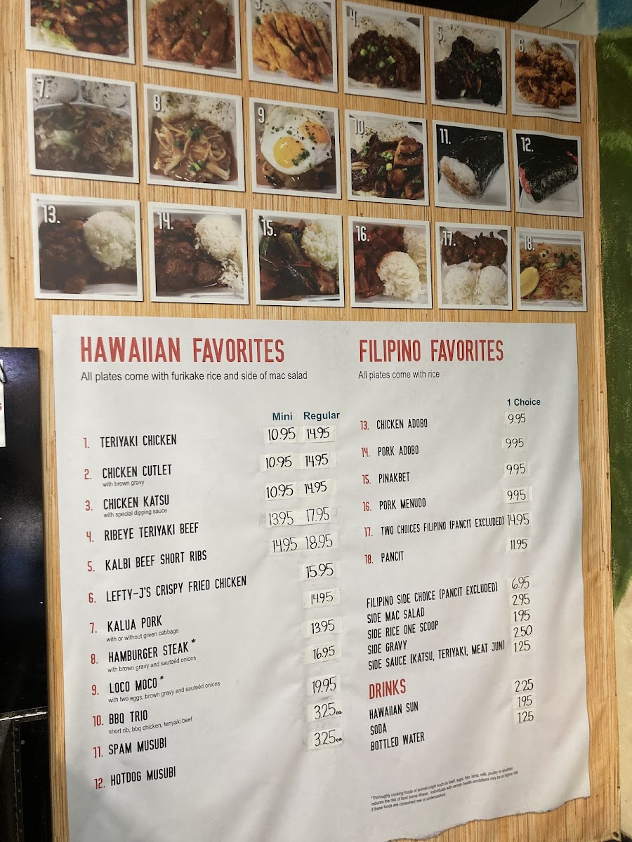 Menu Lefty-J’S Island Favorites Restaurant #2-3
